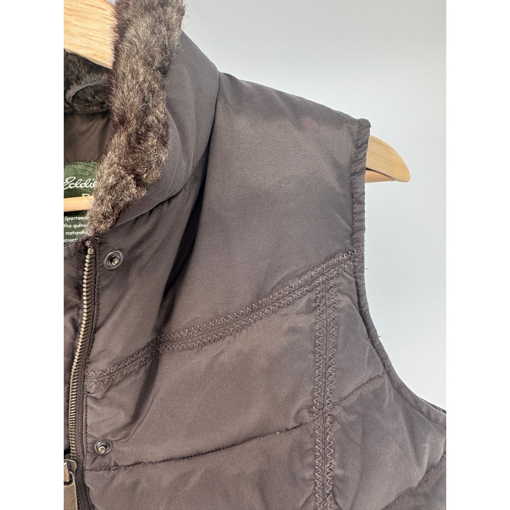Eddie Bauer Goose‎ Down Puffer Vest Womens M Brown Quilted Outdoor Hiking Zip - Picture 4 of 10